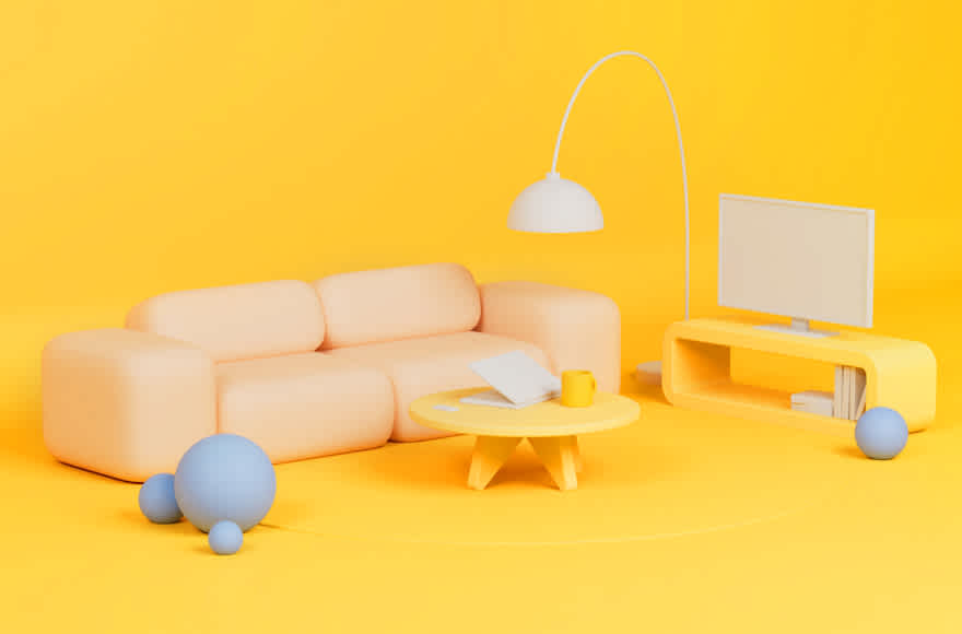 Cartoon style living room.