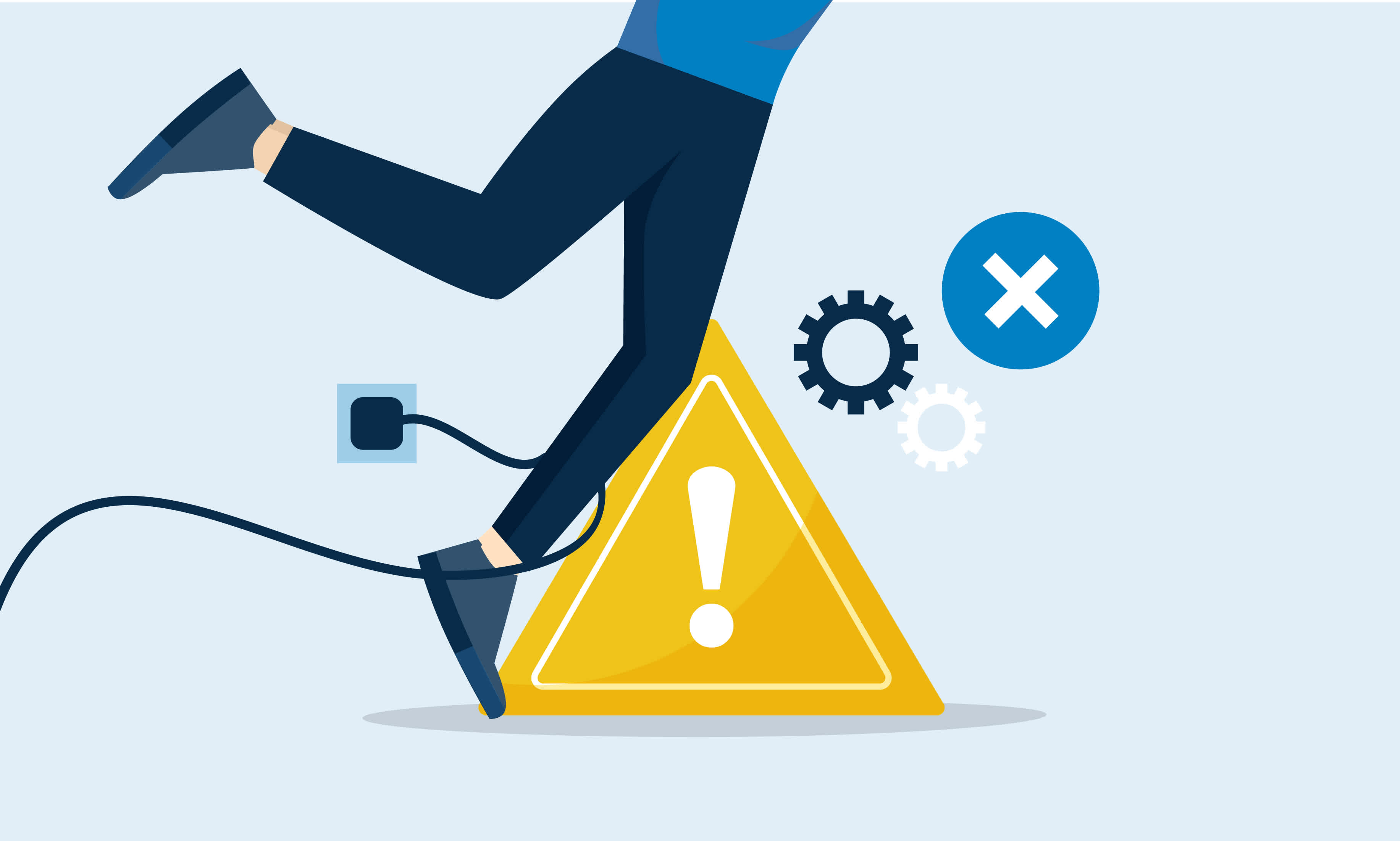 illustration of person tripping over a wire