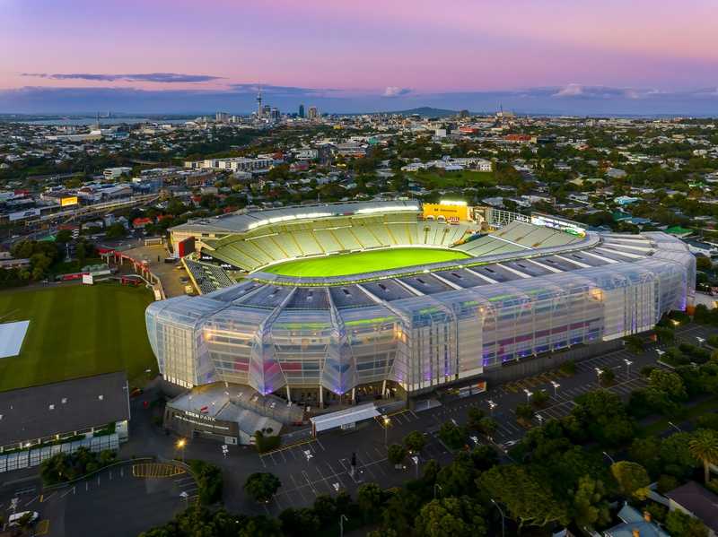 Arial view of Eden Park at night