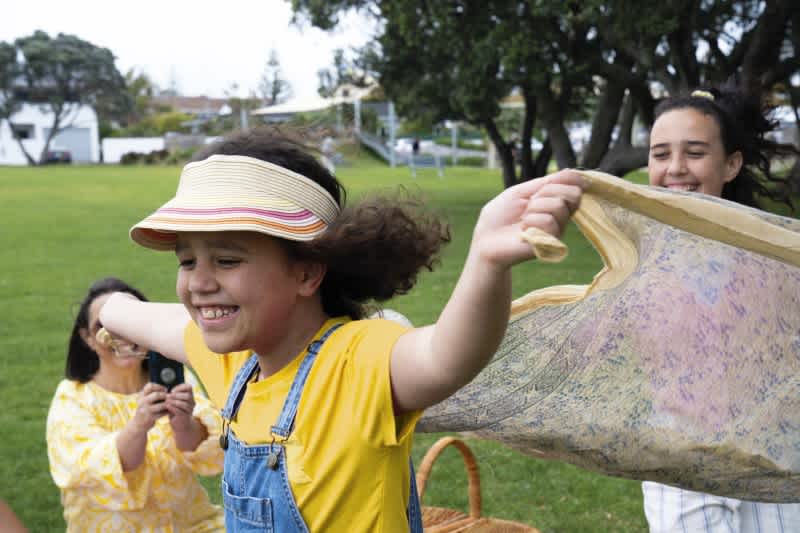 Happy child playing in the park