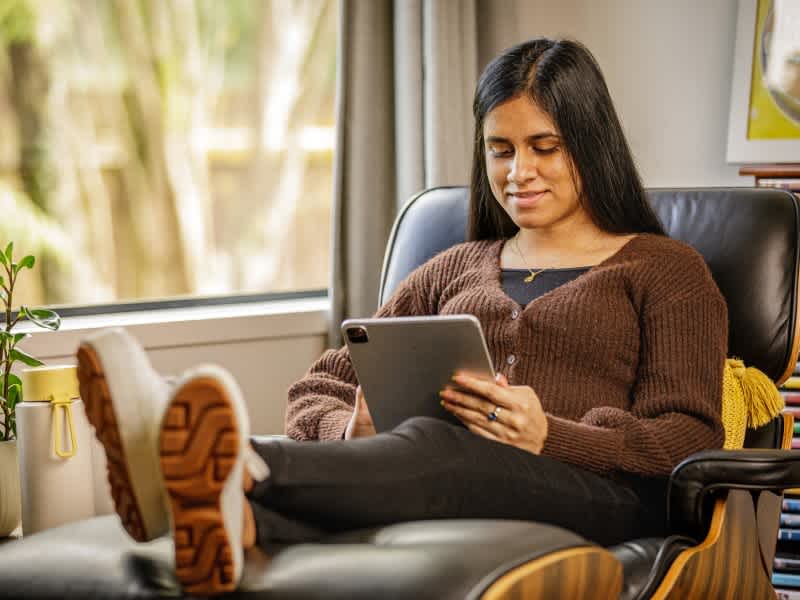 Woman on laptop.