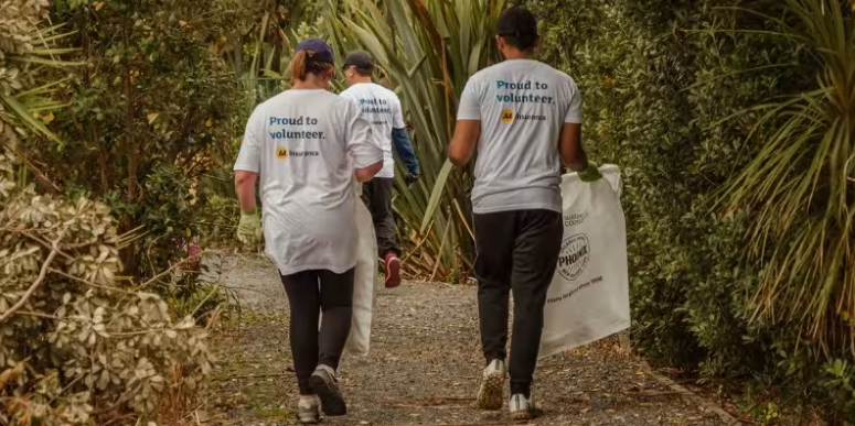 volunteers picking up rubbish
